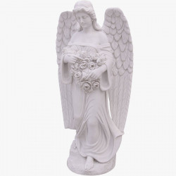 Скульптура из мрамора S_06 Ангел-хранитель с букетом